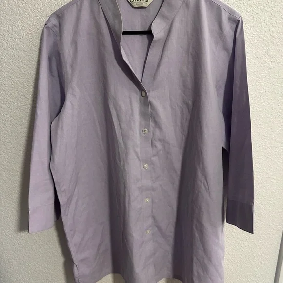 Minimalist Orvis Womens Button Up Tunic Mandarin Collar, Lagenlook, Casual, Cozy - Picture 1 of 4